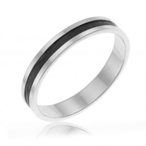 Alliance en or gris et carbone, 4 mm