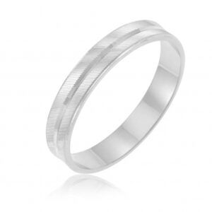 Alliance en or gris fantaisie, largeur 4 mm