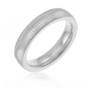 Alliance en or gris striée, 4.5mm