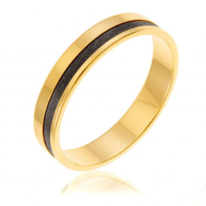 Alliance en or jaune et carbone, 4.5mm