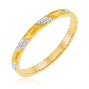 Alliance en or jaune et rhodié fantaisie, largeur 2 mm