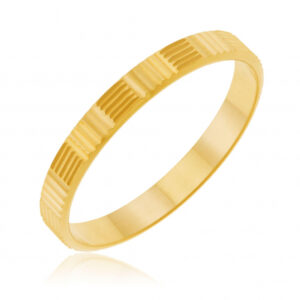 Alliance en or jaune fantaisie, largeur 3 mm