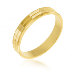 Alliance en or jaune fantaisie, largeur 4 mm