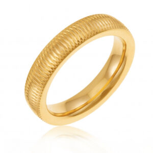 Alliance en or jaune striée,4.5mm