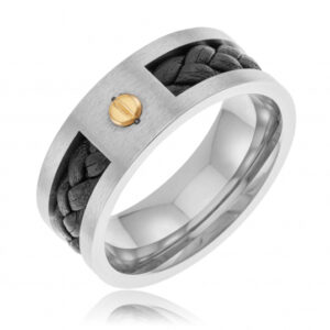 Bague en acier et acier doré