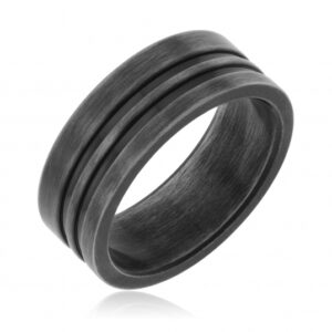 Bague en acier et acier noir brossé