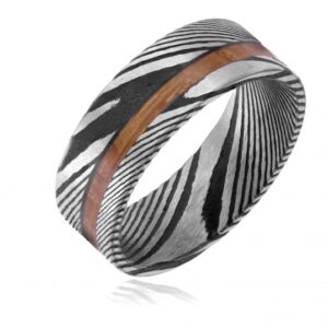 Bague en acier et bois