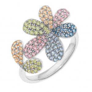 Bague en argent rhodié et oxydes de zirconium