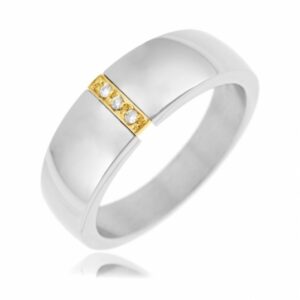 Bague en or et acier, diamants