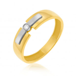 Bague en or jaune et rhodié, diamant
