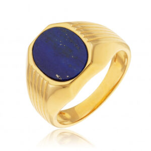 Bague en plaqué or et lapis lazuli
