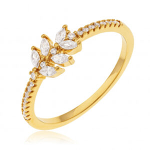 Bague en plaqué or et oxydes de zirconium