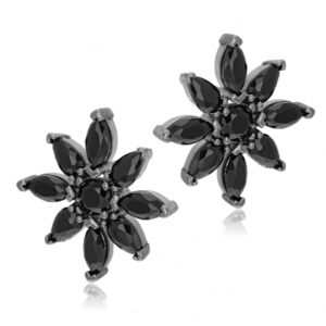 Boucles d'oreilles en argent rhodié et oxydes de zirconium
