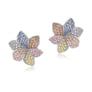 Boucles d'oreilles en argent rhodié et oxydes de zirconium