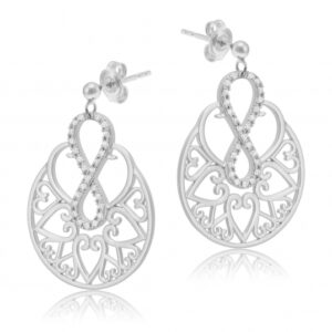 Boucles d'oreilles en argent rhodié, oxydes de zirconium
