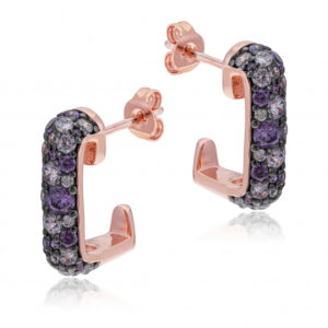 Boucles d'oreilles en bronze plaqué or rose et oxydes de zirconium