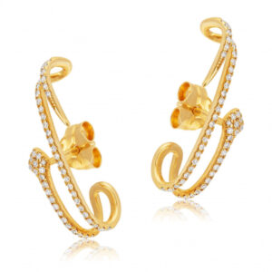 Boucles d'oreilles en or jaune diamants