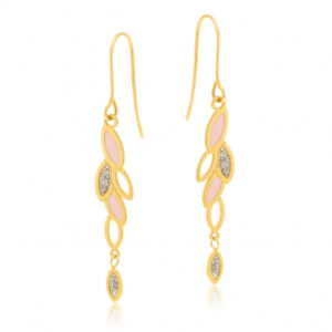 Boucles d'oreilles en or jaune et laque pailletée