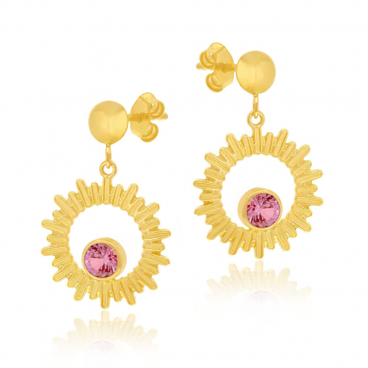 Boucles d'oreilles en or jaune et oxyde de zirconium Boucles d'oreilles en or jaune et oxyde de zirconium