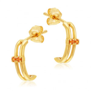 Boucles d'oreilles en or jaune et oxydes de zirconium