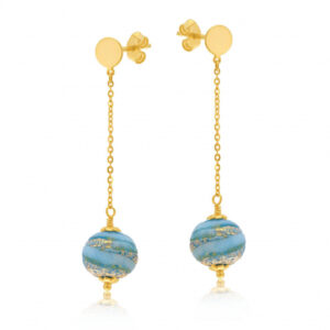 Boucles d'oreilles en or jaune et verre de Venise