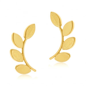 Boucles d'oreilles en or jaune, feuilles