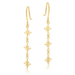 Boucles d'oreilles en or jaune, fleurs