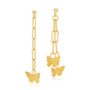 Boucles d'oreilles en or jaune, papillons