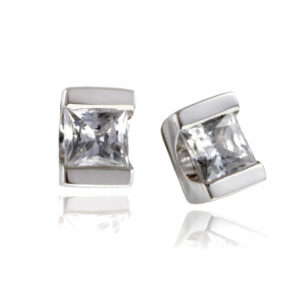 Boucles d'oreilles or gris diamant princess