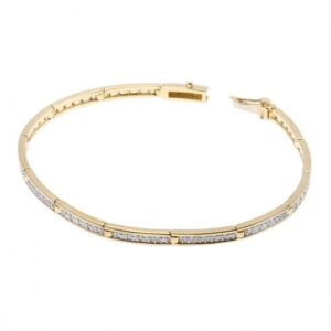 Bracelet barrettes en or jaune et rhodié, diamants, 18 cm
