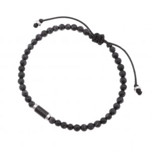 Bracelet cordon en acier, pierres synthétiques et carbone