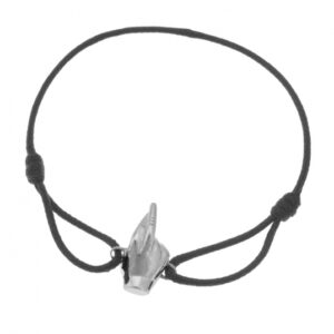 Bracelet cordon en argent rhodié, signe de la chance