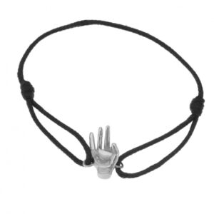 Bracelet cordon en argent rhodié, signe ok