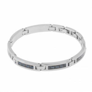 Bracelet en acier et carbone bleu