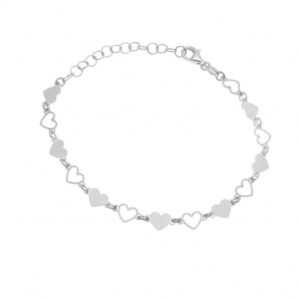 Bracelet en argent rhodié, coeurs