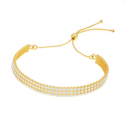 Bracelet en bronze plaqué or et oxydes de zirconium Bracelet en bronze plaqué or et oxydes de zirconium