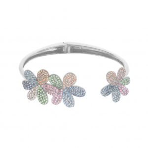 Bracelet jonc en argent rhodié et oxydes de zirconium