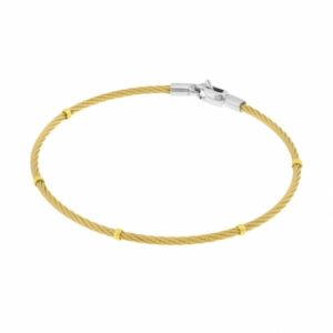 Bracelet jonc en or jaune, acier et acier doré