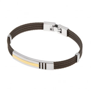 Bracelet jonc en or jaune et acier