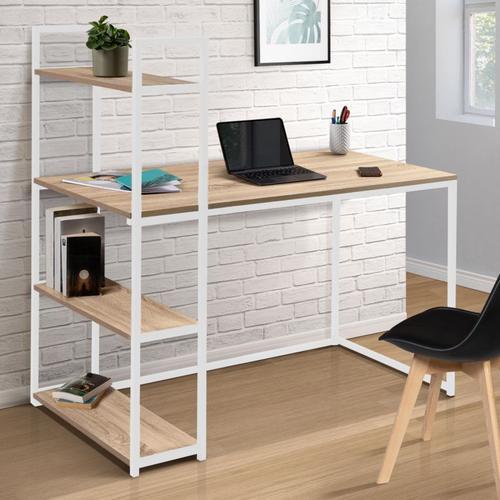 Bureau bibliothèque DETROIT design industriel bois et métal blanc Bureau bibliothèque DETROIT design industriel bois et métal blanc