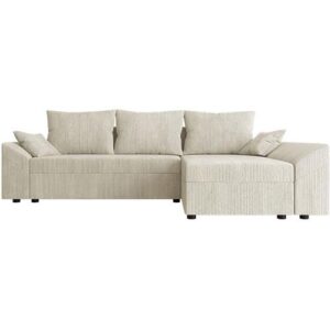 Canapé d'angle convertible avec coffre "Vaugirard 2" en velours côtelé - 3 places - Beige