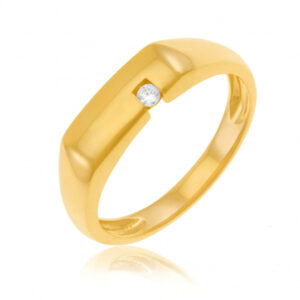 Chevalière en or jaune et diamant