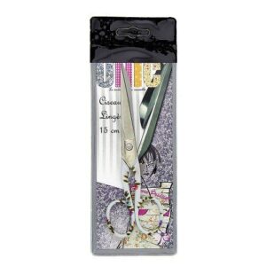 Ciseaux de couture Filea Lingère 15 cm Fleurs vertes, jaunes et roses