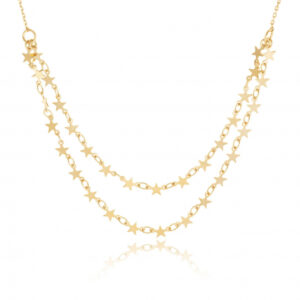 Collier double rang en plaqué or, étoiles