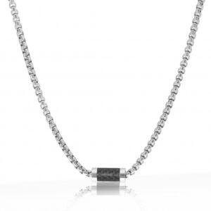 Collier en acier et carbone noir