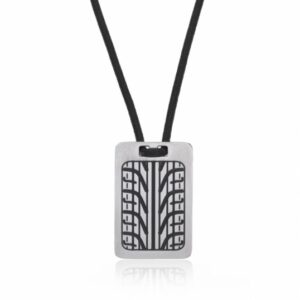 Collier en acier et cordon en cuir