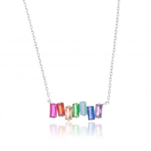 Collier en argent rhodié et oxydes de zirconium