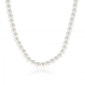 Collier en argent rhodié et perles synthétiques
