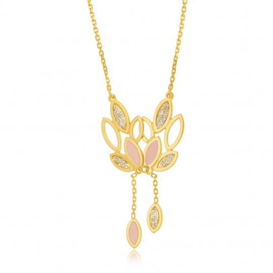 Collier en or jaune et laque pailletée Collier en or jaune et laque pailletée