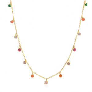 Collier en or jaune et oxydes de zirconium